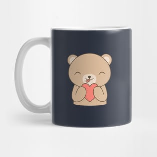 Kawaii Cute Brown Bear Heart T-Shirt Mug